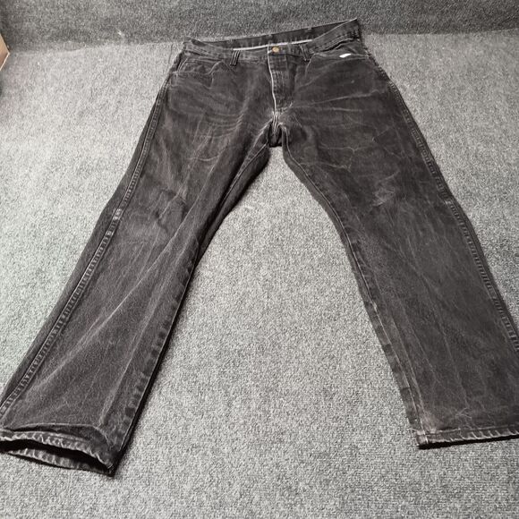 Vintage Legendary Gold Jeans Men 38x32 Black Regular Fit Straight Leg Whiskered - Picture 3 of 11